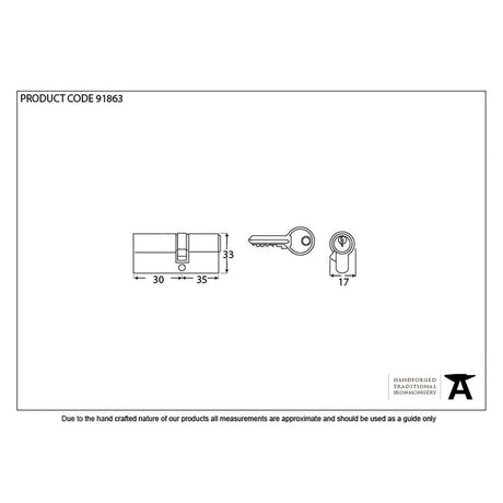 From The Anvil Locks & Latches Black / Euro Double Cylinders / 30 x 35mm From The Anvil - Black 30/35 6pin Euro Cylinder KA