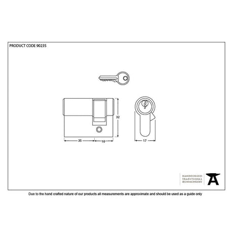 From The Anvil Locks & Latches Black / Euro Cylinders Single / 35 x 10mm From The Anvil - Black 35/10 6pin Single Cylinder