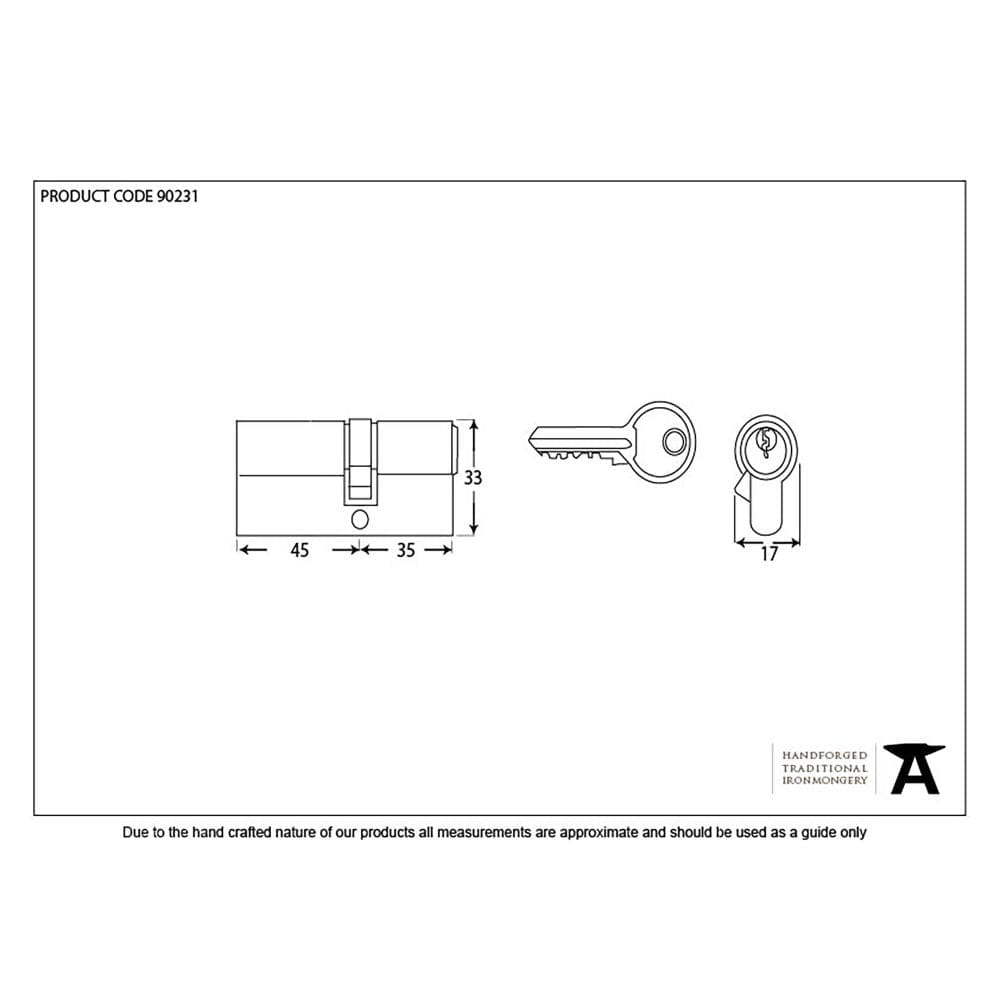 From The Anvil Locks & Latches Black / Euro Double Cylinders / 35 x 45mm From The Anvil - Black 35/45 6pin Euro Cylinder KA