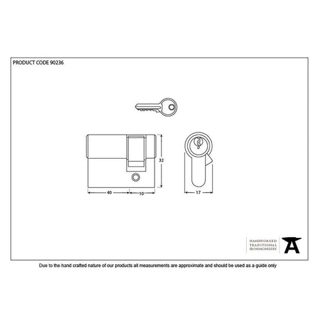 From The Anvil Locks & Latches Black / Euro Cylinders Single / 40 x 10mm From The Anvil - Black 40/10 6pin Single Cylinder