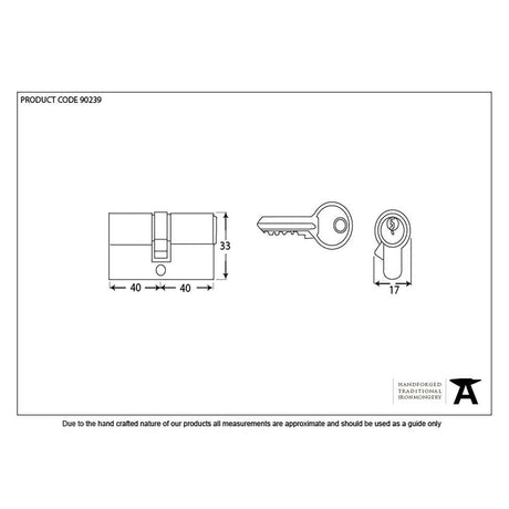 From The Anvil Locks & Latches Black / Euro Double Cylinders / 40 x 40mm From The Anvil - Black 40/40 6pin Euro Cylinder KA