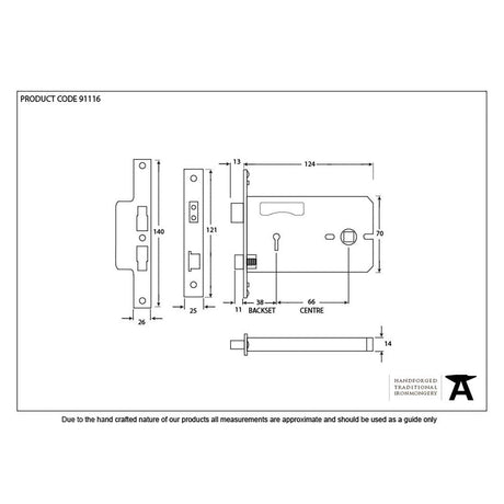From The Anvil Locks & Latches Black / Horizontal Locks / 5" / 127mm From The Anvil - Black 5" Horizontal 3 Lever Sash Lock