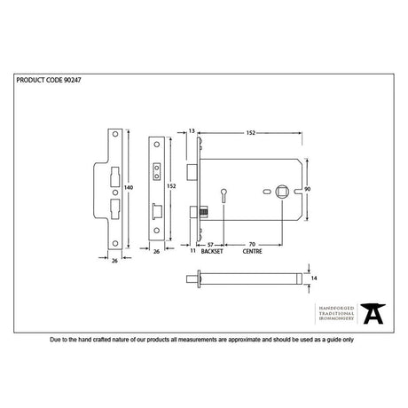 From The Anvil Locks & Latches Black / 5 Lever Sashlocks / 6" / 152mm From The Anvil - Black 6" Horizontal 5 Lever Sash Lock