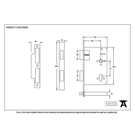 From The Anvil Locks & Latches Black / DIN Euro Sash Lock From The Anvil - Black 60mm Backset 72mm Centre - Euro Sashlock