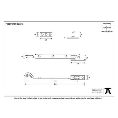From The Anvil Window Furniture Black / 8"/200mm From The Anvil - Black 8" Rosehead Stay