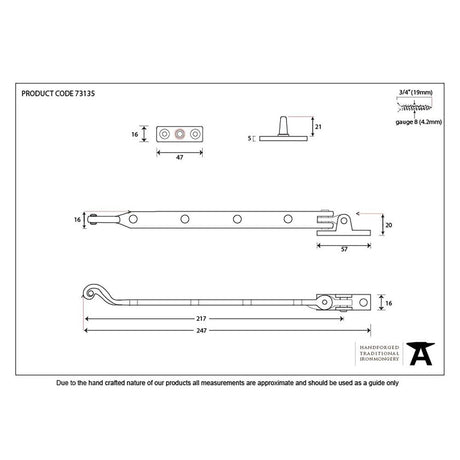 From The Anvil Window Furniture Black / 9"/230mm From The Anvil - Black 9" Rosehead Stay