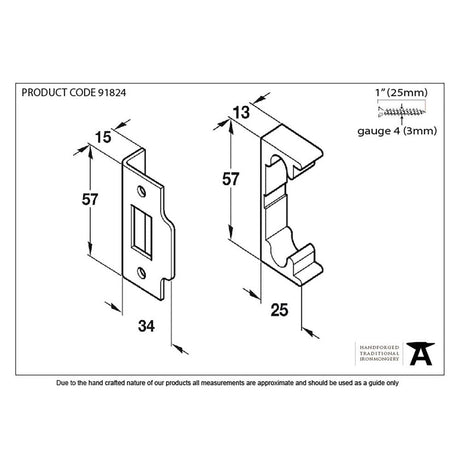 From The Anvil Locks & Latches Black / Rebate Kits From The Anvil - Black Ã‚Â½" Rebate Kit for Tubular Mortice Latch