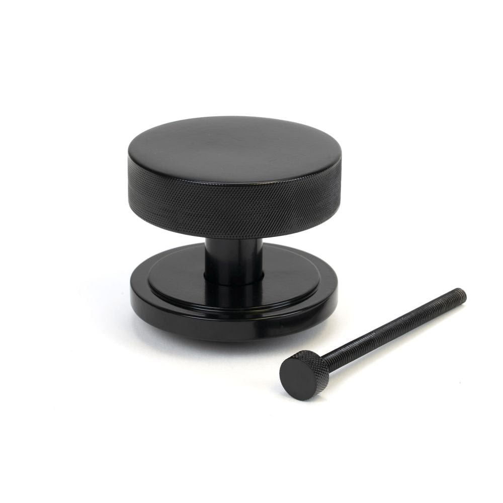 From The Anvil Door Furniture Black / Art Deco Centre Door Knob From The Anvil - Black Brompton Centre Door Knob (Art Deco)