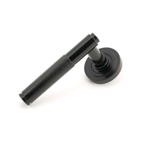 From The Anvil Door Furniture Black / Round Rose From The Anvil - Black Brompton Lever on Rose Set (Art Deco)