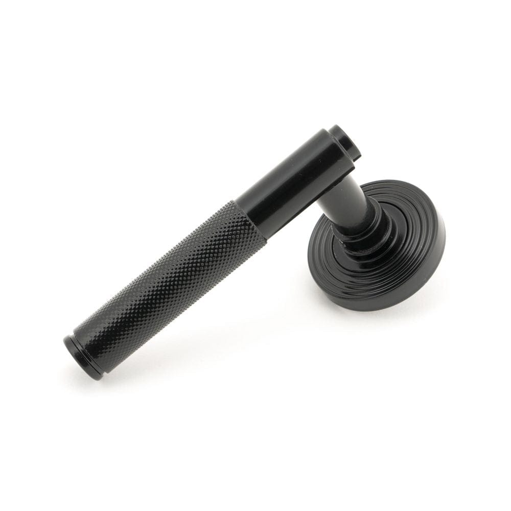 From The Anvil Door Furniture Black / Round Rose From The Anvil - Black Brompton Lever on Rose Set (Beehive)