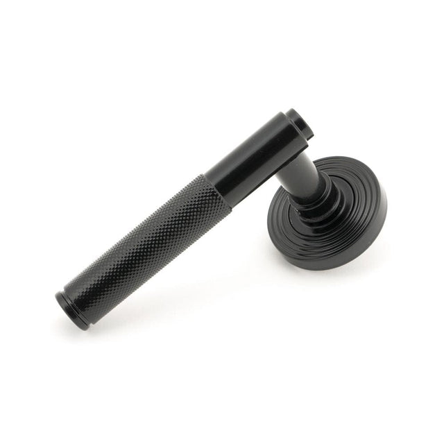 From The Anvil Door Furniture Black / Round Rose From The Anvil - Black Brompton Lever on Rose Set (Beehive)