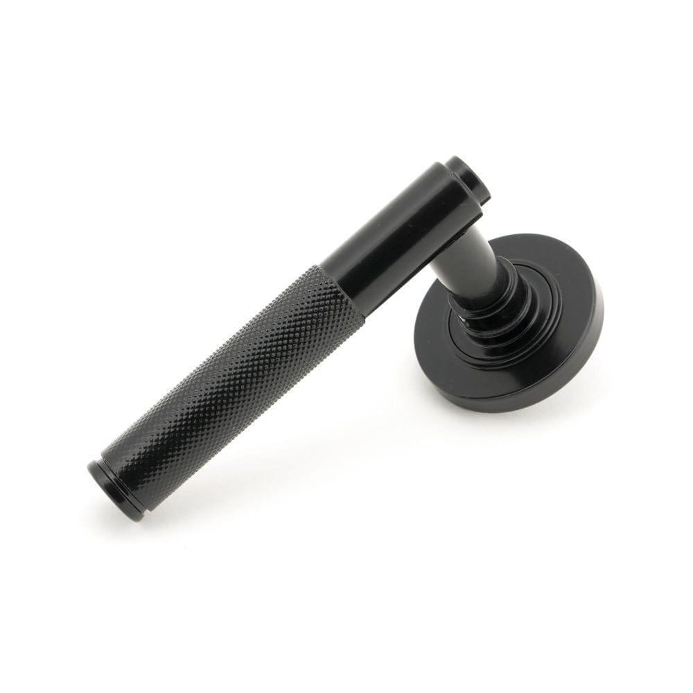From The Anvil Door Furniture Black / Round Rose From The Anvil - Black Brompton Lever on Rose Set (Plain)