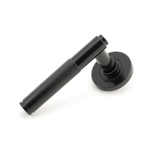 From The Anvil Door Furniture Black / Round Rose From The Anvil - Black Brompton Lever on Rose Set (Plain)