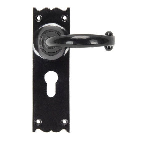 From The Anvil Door Furniture Black / Euro Profile Lock Handles From The Anvil - Black Cottage Lever Euro Lock Set
