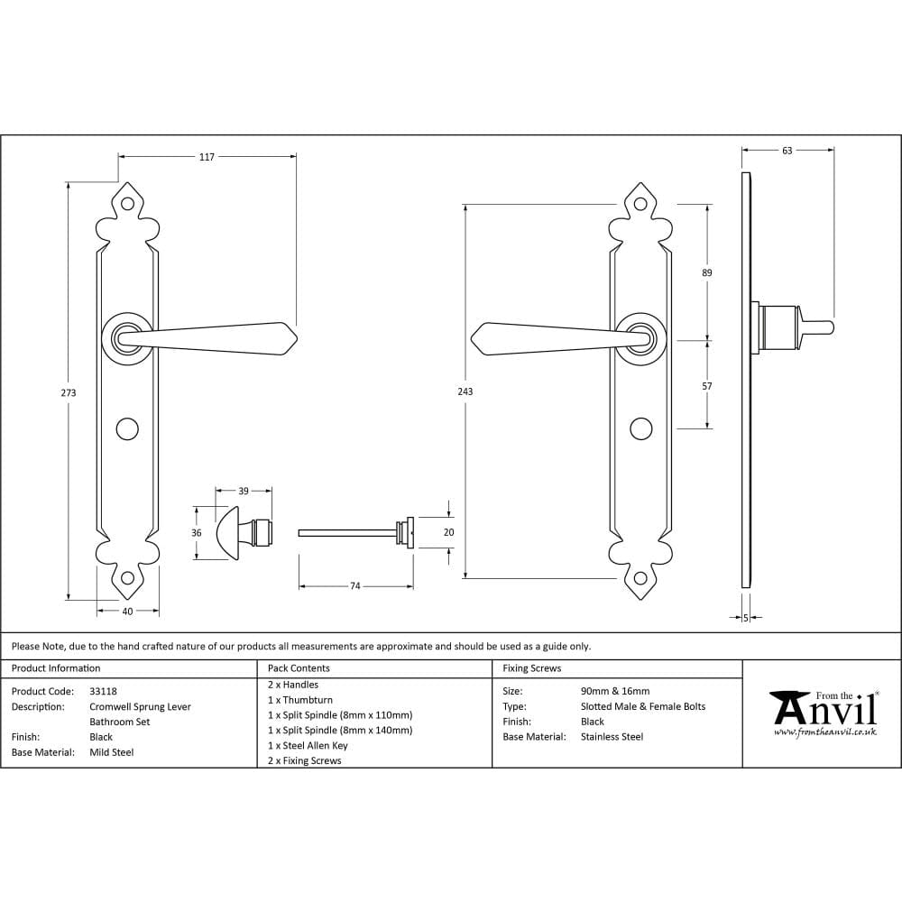 From The Anvil Door Furniture Black / Bathroom Lock Handles From The Anvil - Black Cromwell Lever Bathroom Set