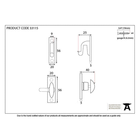 From The Anvil Cabinet Hardware Black / Cabinet Turn Catch From The Anvil - Black Cupboard Turn