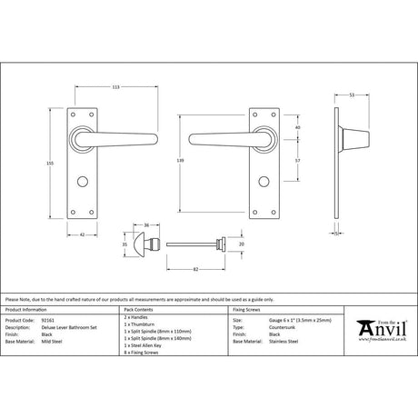 From The Anvil Door Furniture Black / Bathroom Lock Handles From The Anvil - Black Deluxe Lever Bathroom Set