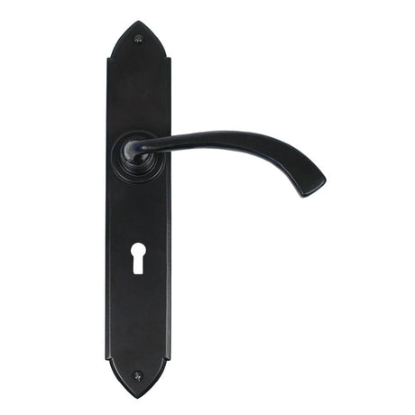 From The Anvil Door Furniture Black / Std. Lock Handles From The Anvil - Black Gothic Curved Sprung Lever Lock Set