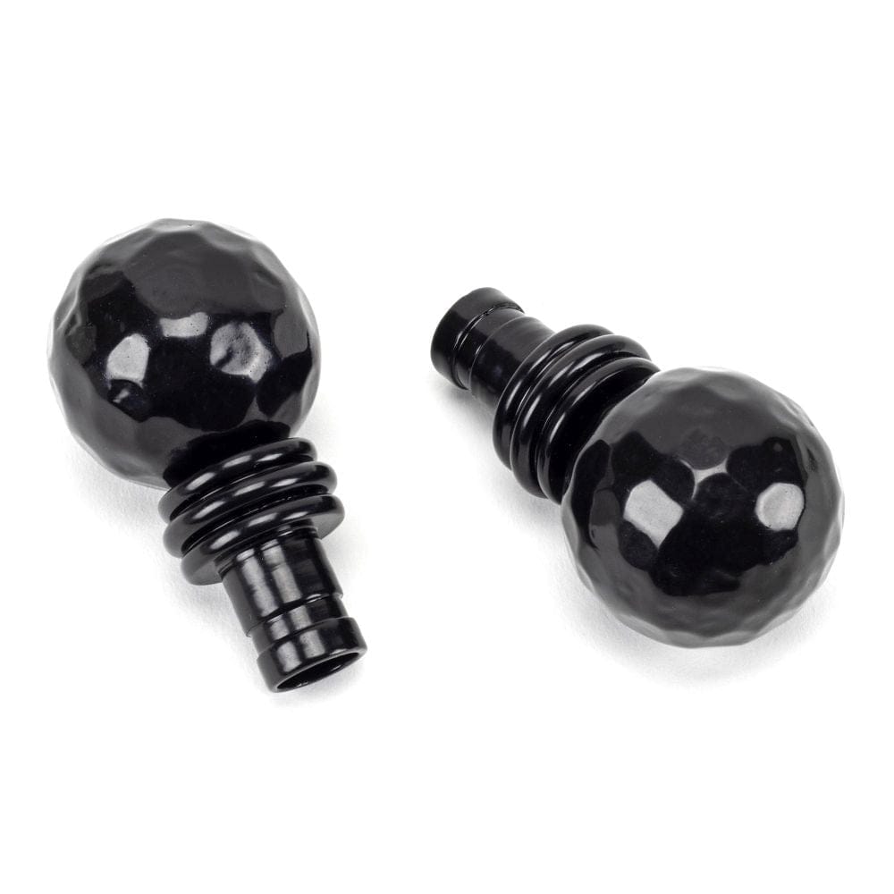 From The Anvil Accessories Black / Finials From The Anvil - Black Hammered Ball Curtain Finial (pair)