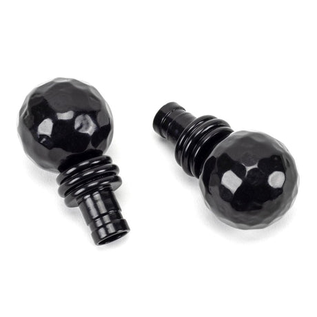 From The Anvil Accessories Black / Finials From The Anvil - Black Hammered Ball Curtain Finial (pair)