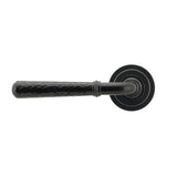From The Anvil Door Furniture Black / Round Rose From The Anvil - Black Hammered Newbury Lever on Rose Set (Art Deco) - Unsprung