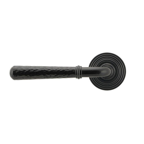 From The Anvil Door Furniture Black / Round Rose From The Anvil - Black Hammered Newbury Lever on Rose Set (Beehive)