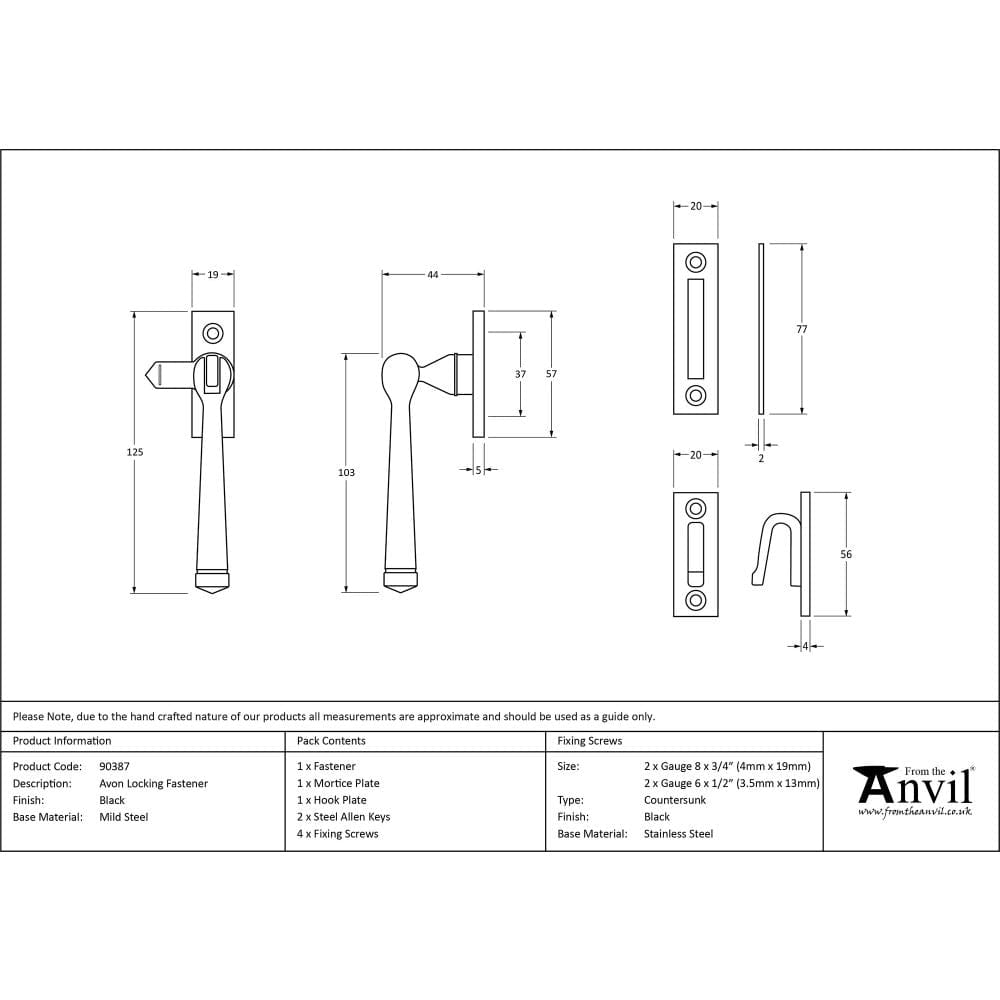From The Anvil Window Furniture Black / Yes / Mortice & Hook Place From The Anvil - Black Locking Avon Fastener