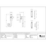 From The Anvil Window Furniture Black / Yes / Mortice & Hook Place From The Anvil - Black Locking Deluxe Monkeytail Fastener - LH