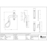 From The Anvil Window Furniture Black / Yes / Mortice & Hook Place From The Anvil - Black Locking Shepherd's Crook Fastener - LH
