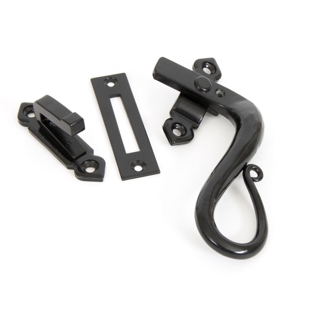 From The Anvil Window Furniture Black / Yes / Mortice & Hook Place From The Anvil - Black Locking Shepherd's Crook Fastener - RH