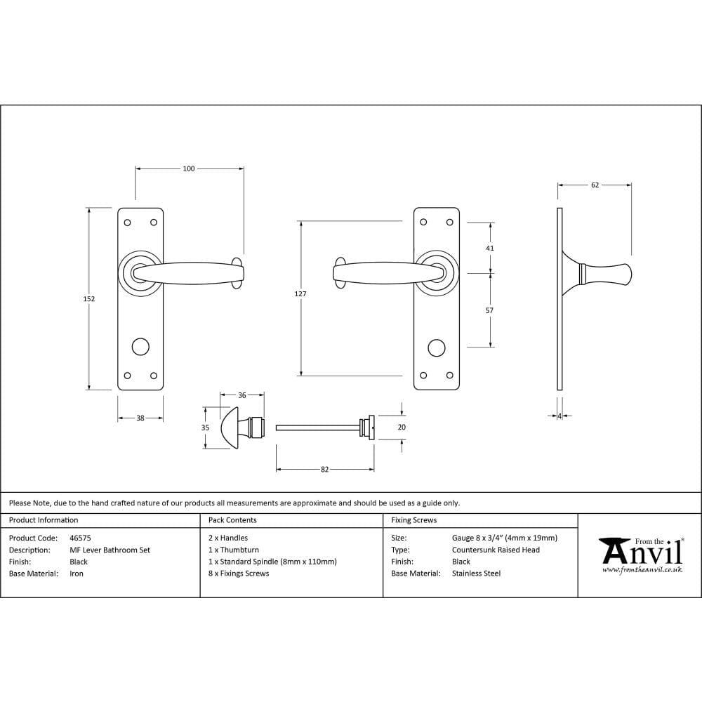 From The Anvil Door Furniture Black / Bathroom Lock Handles From The Anvil - Black MF Lever Bathroom Set