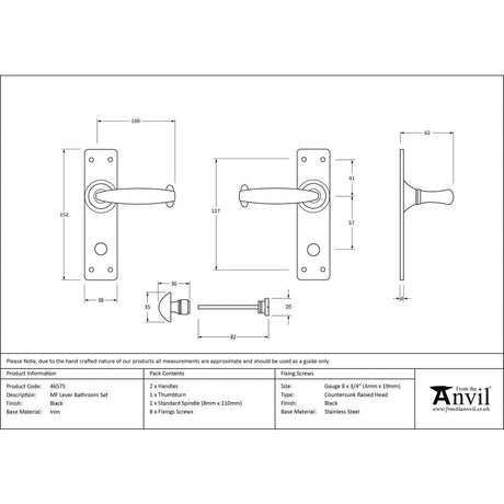 From The Anvil Door Furniture Black / Bathroom Lock Handles From The Anvil - Black MF Lever Bathroom Set