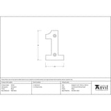 From The Anvil Door Furniture Black / Numerals / 1 From The Anvil - Black Numeral 1