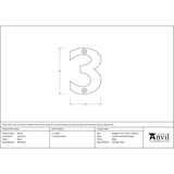 From The Anvil Door Furniture Black / Numerals / 3 From The Anvil - Black Numeral 3