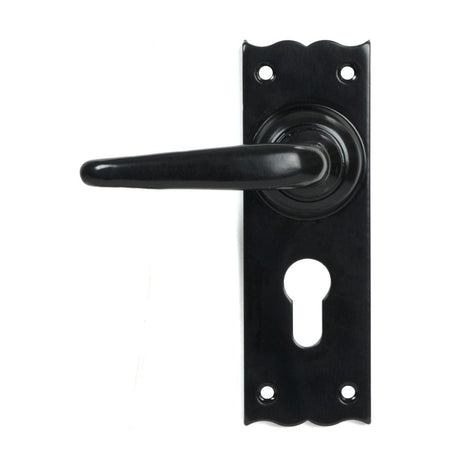 From The Anvil Door Furniture Black / Euro Profile Lock Handles From The Anvil - Black Oak Lever Euro Lock Set