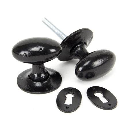 From The Anvil Door Furniture Black / Mortice/Rim Knobs From The Anvil - Black Oval Mortice/Rim Knob Set