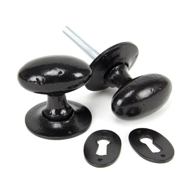 From The Anvil Door Furniture Black / Mortice/Rim Knobs From The Anvil - Black Oval Mortice/Rim Knob Set
