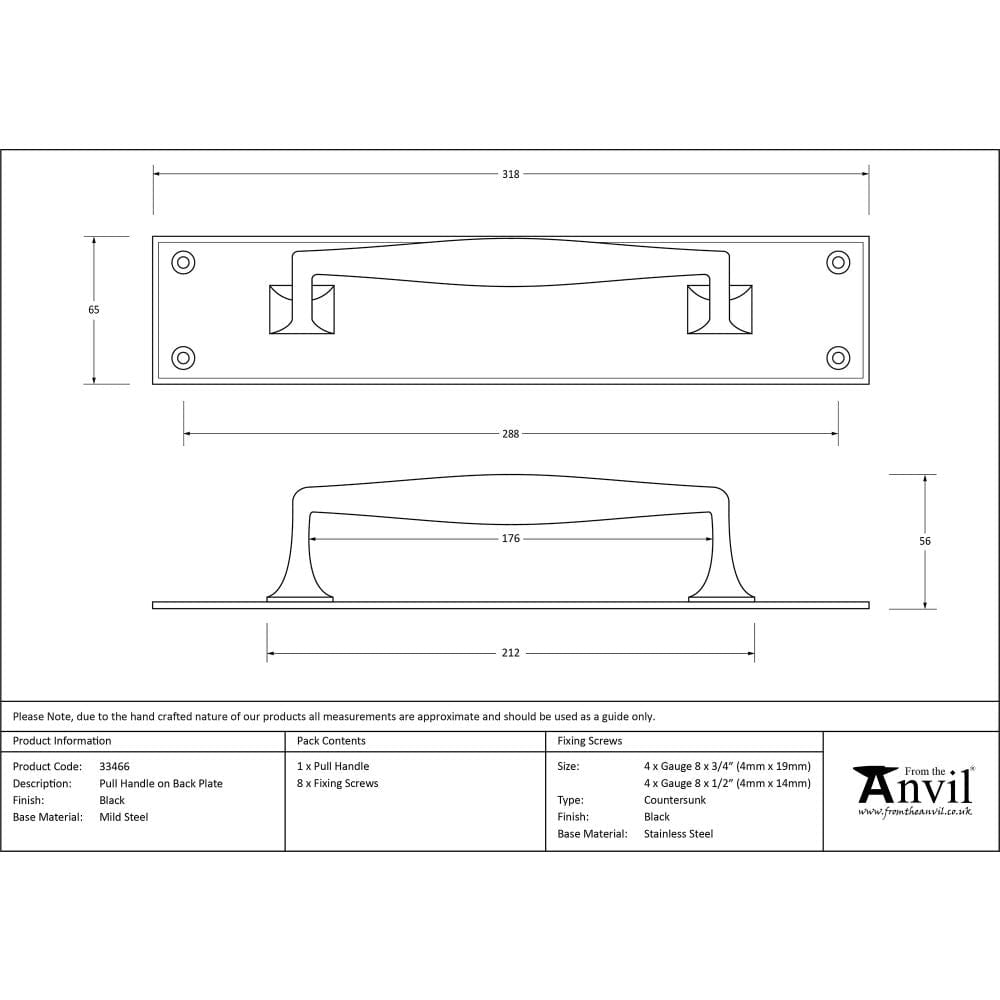 From The Anvil Door Furniture Black / Pull Handle (Backplate) From The Anvil - Black Pull Handle on Backplate