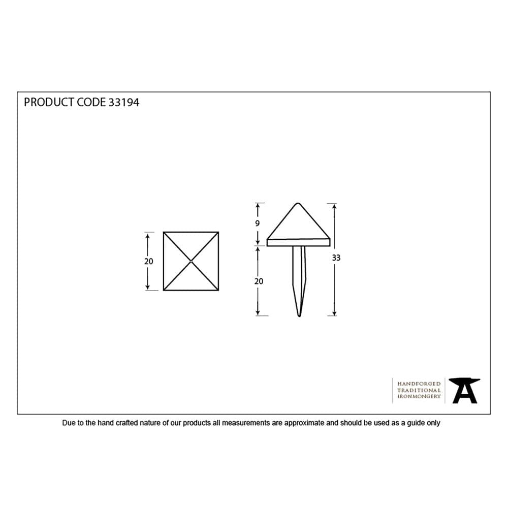 From The Anvil Accessories Black / Studs / 20mm From The Anvil - Black Pyramid Door Stud - Medium