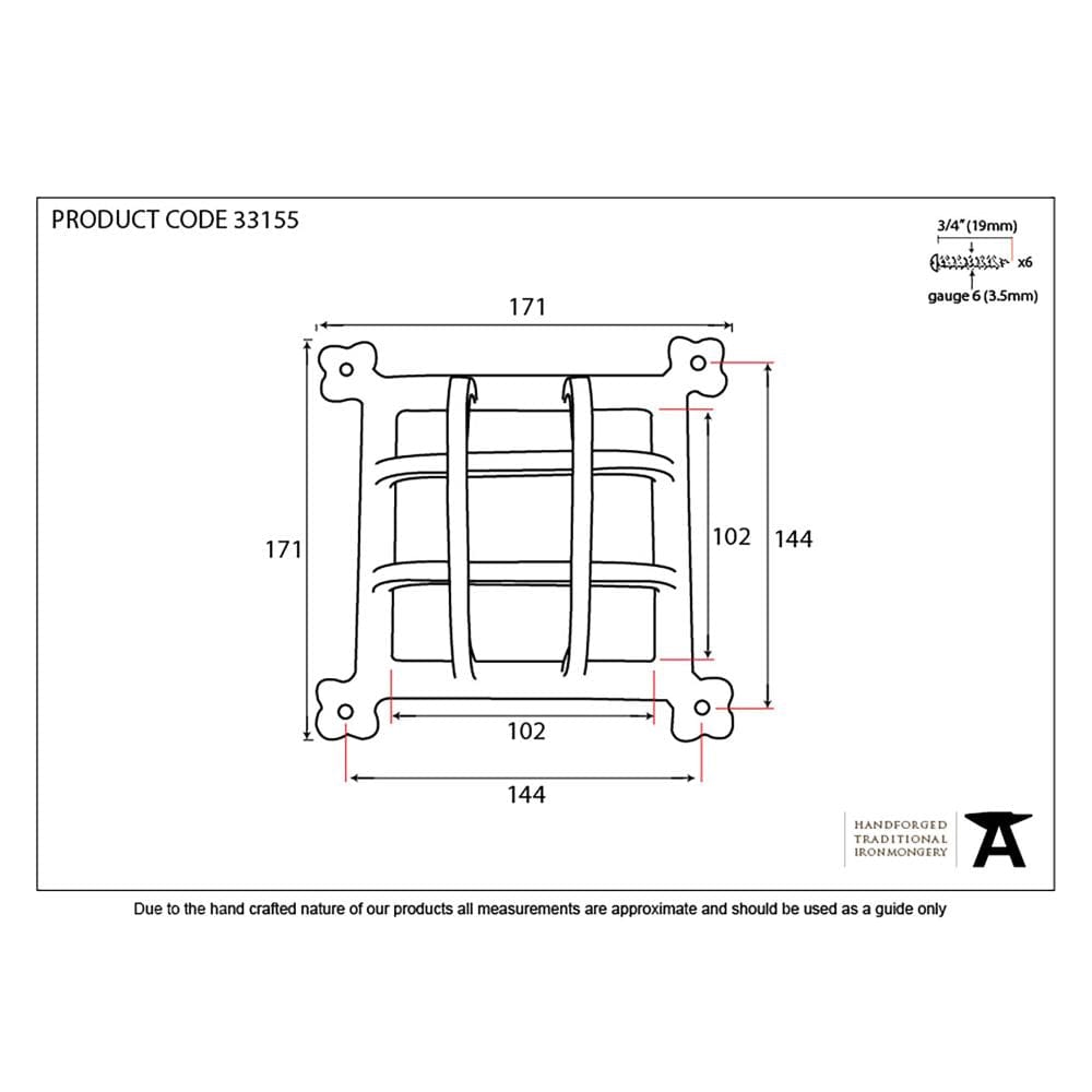 From The Anvil Door Furniture Black / Door Viewers From The Anvil - Black Raised Door Grill