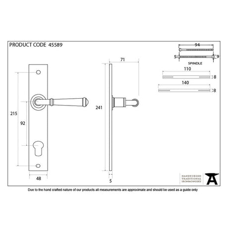 From The Anvil Door Furniture Black / Multi Point Lock Set / 92mm c/c From The Anvil - Black Regency Lever Espag. Lock Set