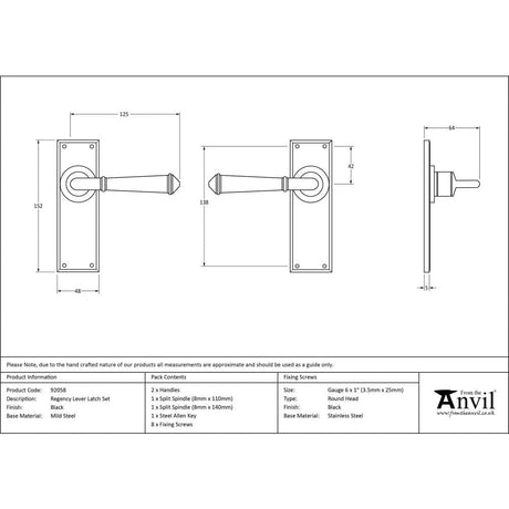 From The Anvil Door Furniture Black / Latch Handles From The Anvil - Black Regency Lever Latch Set