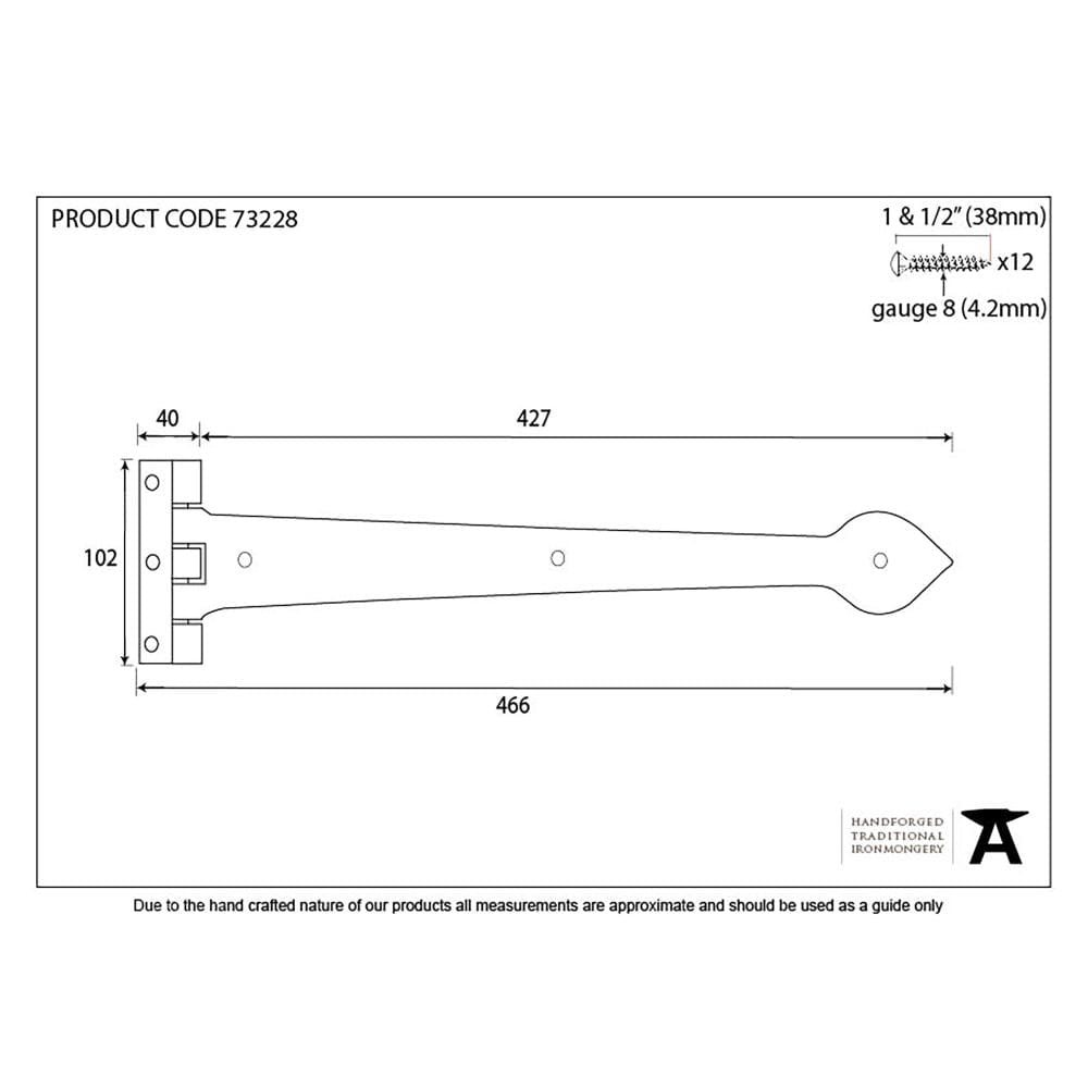 From The Anvil Hinges Black / Tee Hinges / 18" (457mm) From The Anvil - Black Smooth 18" Cast T Hinge (pair)