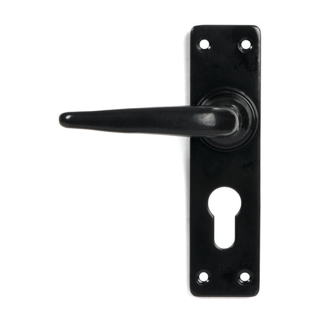 From The Anvil Door Furniture Black / Euro Profile Lock Handles From The Anvil - Black Smooth Lever Euro Lock Set