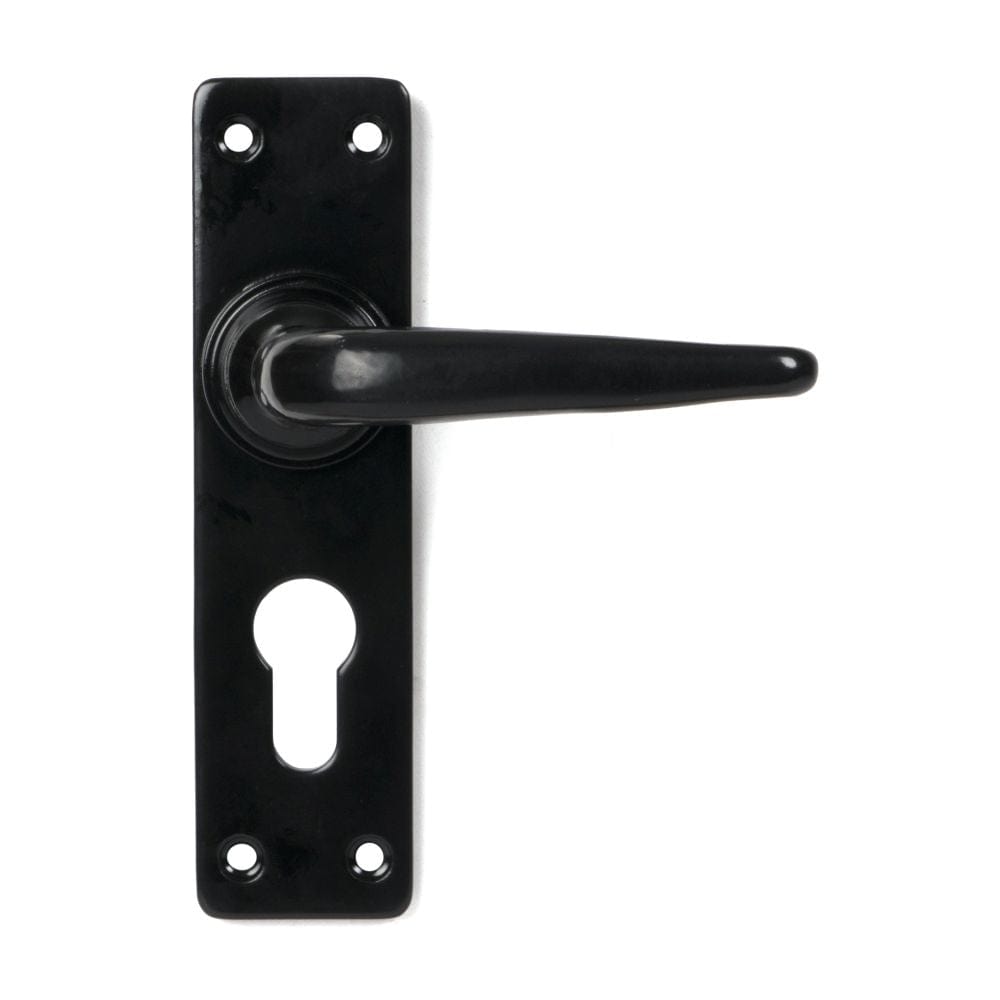 From The Anvil Door Furniture Black / Euro Profile Lock Handles From The Anvil - Black Smooth Lever Euro Lock Set