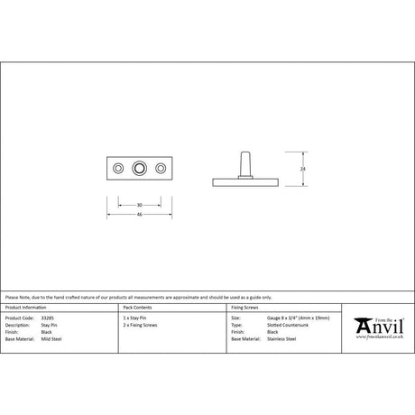From The Anvil Window Furniture Black / Casement Stay Pin From The Anvil - Black Stay Pin