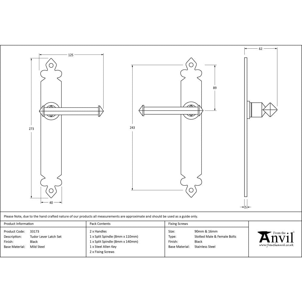 From The Anvil Door Furniture Black / Latch Handles From The Anvil - Black Tudor Lever Latch Set