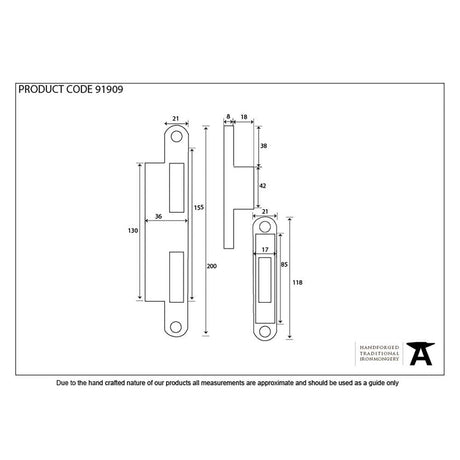From The Anvil Locks & Latches BZP / Multi-Point Locks From The Anvil - Bright Zinc Plated Espag Keep Set - 44mm Door