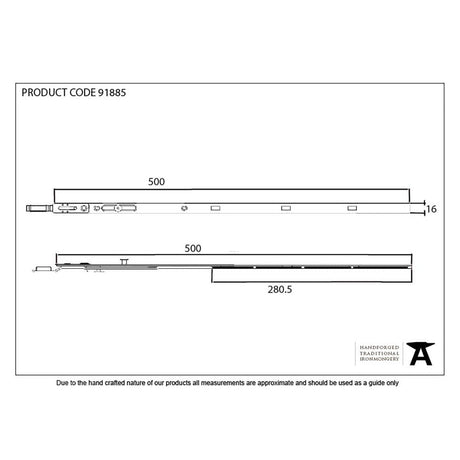 From The Anvil Locks & Latches BZP / Multi-Point Locks From The Anvil - BZP 500mm Extension Piece for Espag Door Locks
