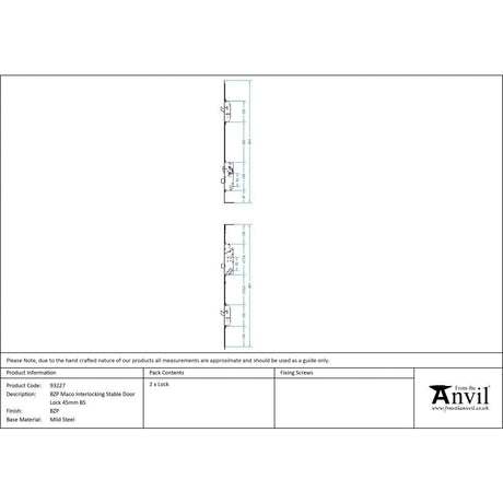 From The Anvil Locks & Latches BZP / Multi-Point Locks From The Anvil - BZP Maco Interlocking Stable Door Lock 45mm BS